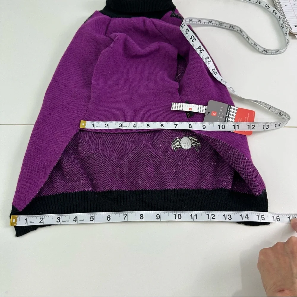 Kyeese Wear Purple and Black Dog Sweater Size XXL Silver Spider Web Design